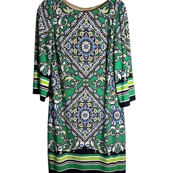 JESSICA Howard Long Sleeve Floral & Stripe Dress Size 10 - Picture 1 of 8